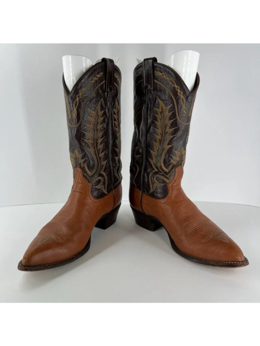 Tony Lama 6552 Cowboy Boots Mens 10 D Leather Vintage Western Two Tone USA Brown
